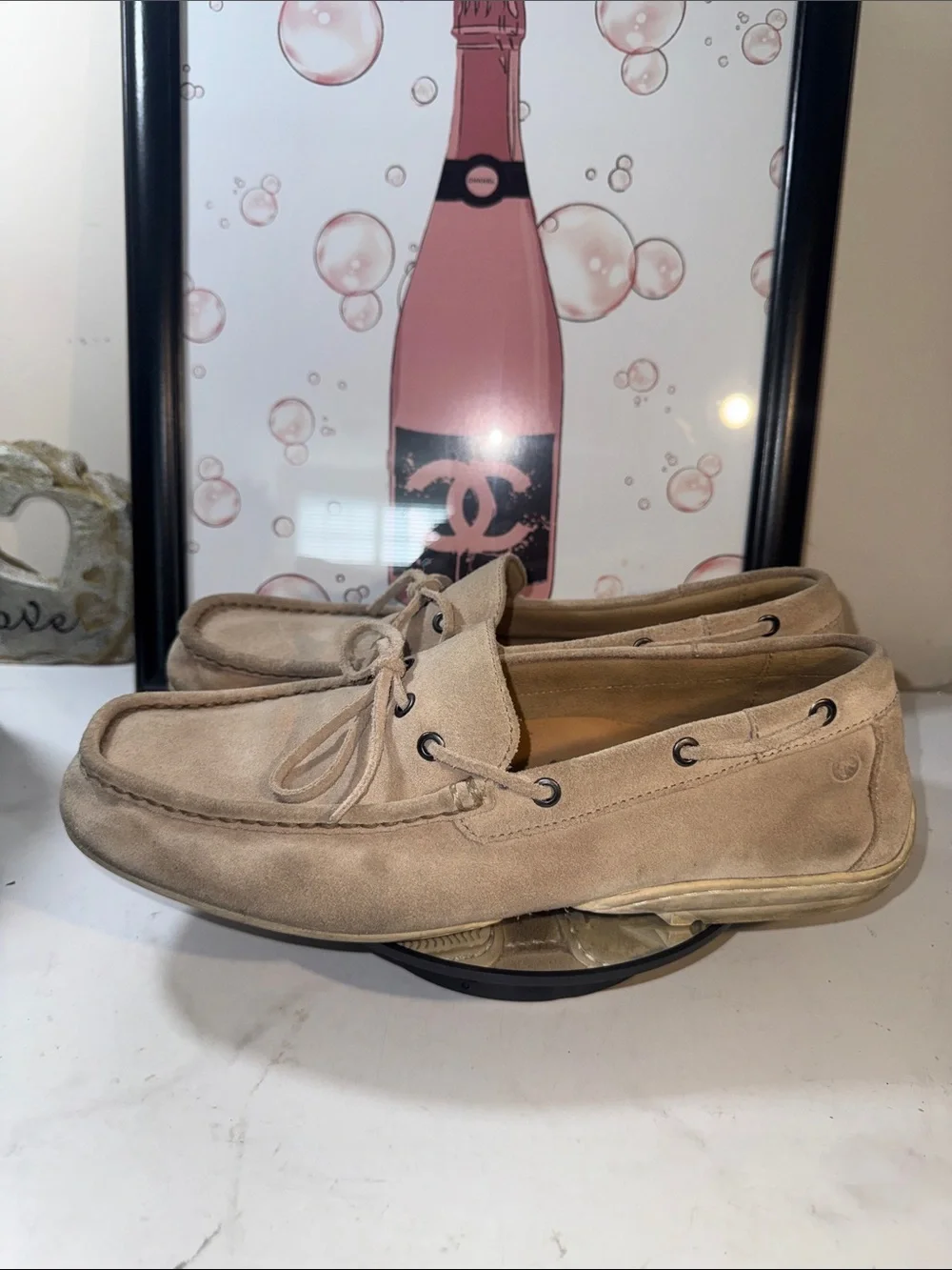 Rockport Beige Suede Men's Boat Shoes - Lace Moccasin Style - Size 12M